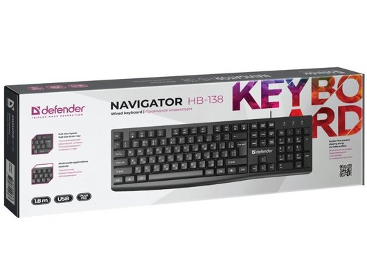 Клавиатура проводная Defender Navigator HB-138 черный